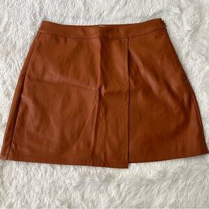 A New Day Brown Mini A-Line Skirt Asymmetrical Slit